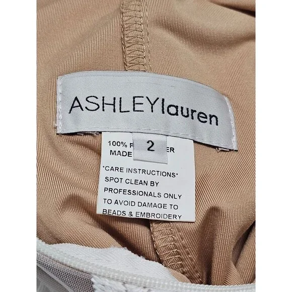 Ashley Lauren Women's White Floral Embroidered Long Prom/Wedding Dress Sz 2 2807 - Picture 8 of 10